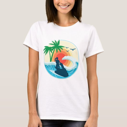 ジェットスキーと波 Tシャツ (正面)