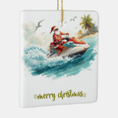 ジェットスキーのクリスマス + サンタクロース セラミックオーナメント (右)