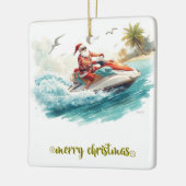 ジェットスキーのクリスマス + サンタクロース セラミックオーナメント (左)