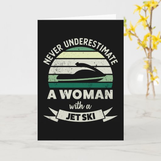 ジェットスキーを持つ女性 面白いボートギフト ママ カード (黄色い花)