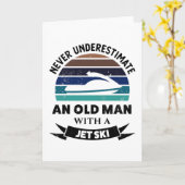 ジェットスキーを持つ面白いおじいさん ギフト ボート好きなパパへのプレゼント カード (黄色い花)