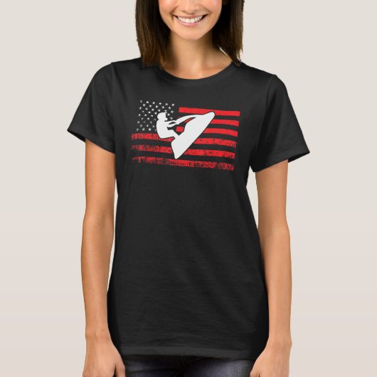 ジェットスキーアメリカ国旗のジェットスキー Tシャツ (正面)
