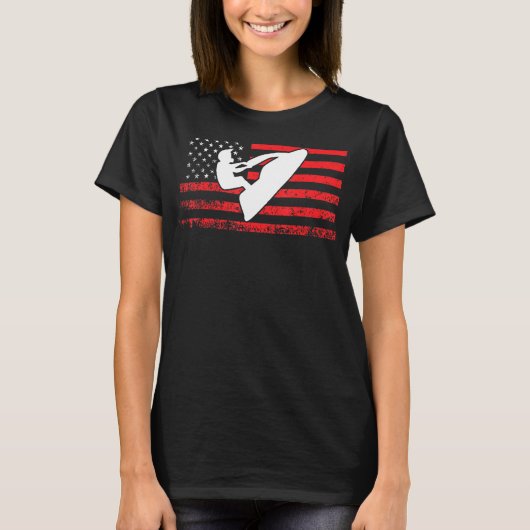 ジェットスキーアメリカ国旗のジェットスキー Tシャツ (正面)