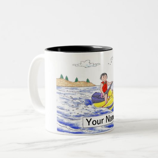 ジェットスキーライダー – 女性マンガ ツートーンマグカップ (正面左)