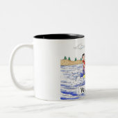 ジェットスキー乗馬カップル漫画by PrintedComplements ツートーンマグカップ (左)