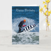 ジェットスキー水スポーツ誕生日グリーティングカード カード (黄色い花)