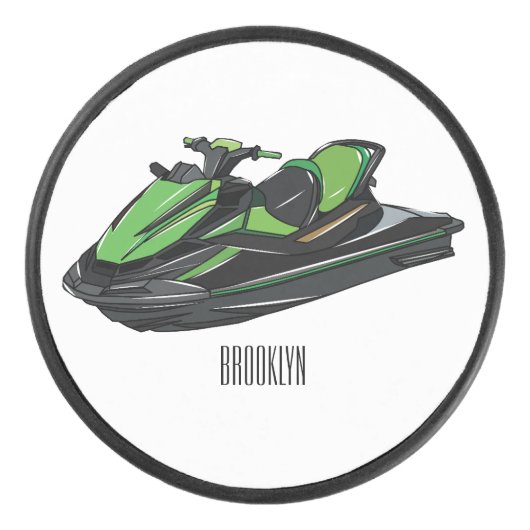 ジェットスキー漫画イラストレーション アイスホッケーパック (正面)