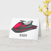 ジェットスキー漫画イラストレーション カード (黄色い花)