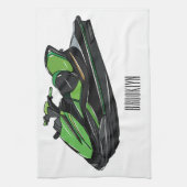 ジェットスキー漫画イラストレーション キッチンタオル (縦)