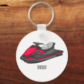 ジェットスキー漫画イラストレーション キーホルダー (正面)