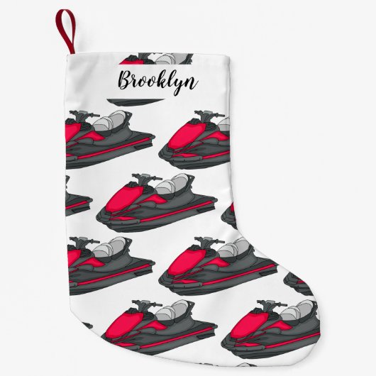 ジェットスキー漫画イラストレーション スモールクリスマスストッキング (正面)
