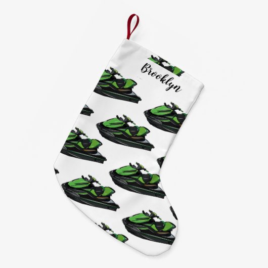 ジェットスキー漫画イラストレーション スモールクリスマスストッキング (正面 (吊り時))