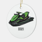 ジェットスキー漫画イラストレーション セラミックオーナメント (左)