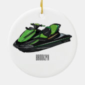 ジェットスキー漫画イラストレーション セラミックオーナメント (裏面)