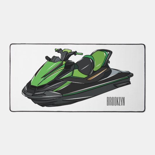 ジェットスキー漫画イラストレーション デスクマット (正面)