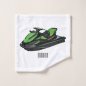 ジェットスキー漫画イラストレーション バスタオルセット (ウォッシュタオル)