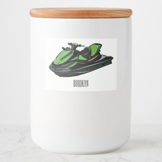 ジェットスキー漫画イラストレーション フードラベル (正面)