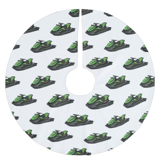 ジェットスキー漫画イラストレーション ブラッシュドポリエステルツリースカート (正面)