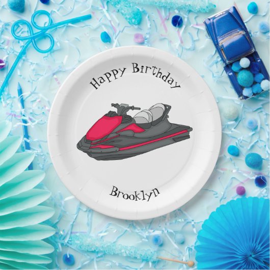 ジェットスキー漫画イラストレーション ペーパープレート (パーティー)