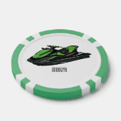 ジェットスキー漫画イラストレーション ポーカーチップ (シングル)