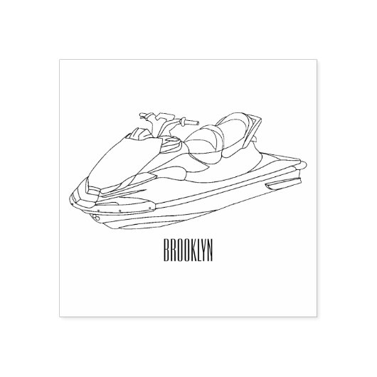 ジェットスキー漫画イラストレーション ラバースタンプ (インプリント)