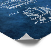 ジェットスキー特許の設計図ウォータースポーツギフト ポスター (角)