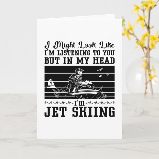 ジェットスキー私は水のスポーツを見るかもしれないジェットスキー カード (黄色い花)