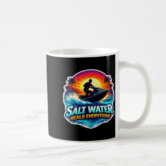 ジェットスキー スクーター 塩水は全てを癒す コーヒーマグカップ (右)