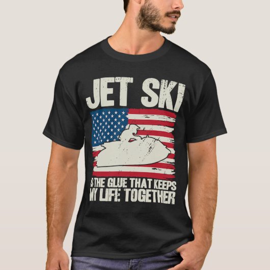 ジェットスキ保ーで私の人生を一緒にアメリカ国旗 Tシャツ (正面)