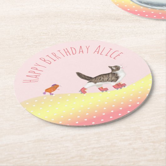 ジェットスケートペット誕生日パーティー紙コースター ラウンドペーパーコースター (アングル)