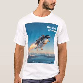 ジェットパックを背負った面白いペンギンのTシャツ Tシャツ