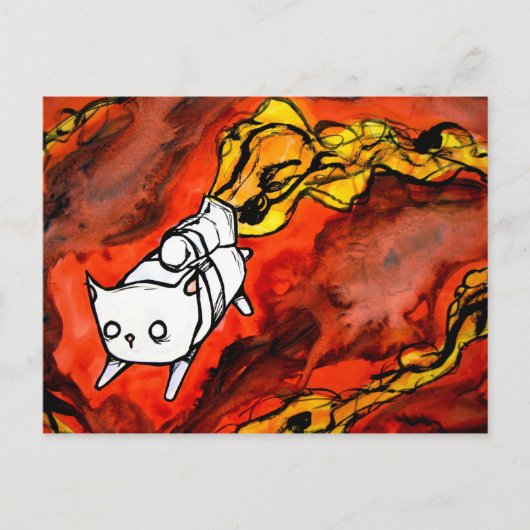 ジェットパック付きピーポッド猫 ポストカード (正面)