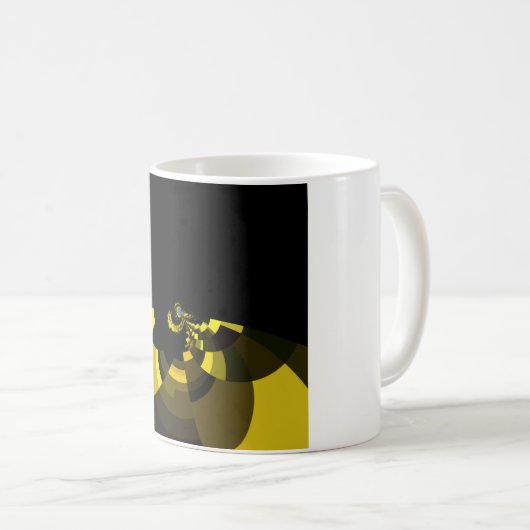 ジェットブラックと金ゴールドベクトルアートプリントグラフィックデザイン コーヒーマグカップ (正面右)
