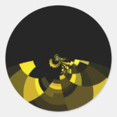 ジェットブラックと金ゴールドベクトルアートプリントグラフィックデザイン ラウンドシール (正面)