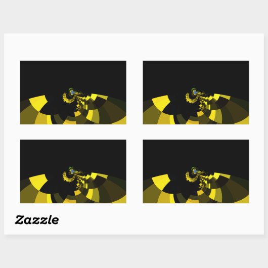 ジェットブラックと金ゴールドベクトルアートプリントグラフィックデザイン 長方形シール (シート)