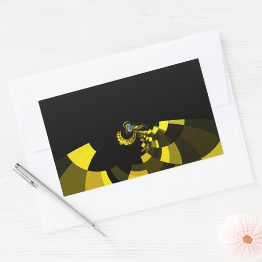 ジェットブラックと金ゴールドベクトルアートプリントグラフィックデザイン 長方形シール (封筒)