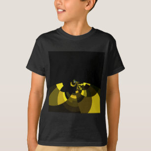 ジェットブラックと金ゴールドベクトルアートプリントグラフィックデザイン Tシャツ
