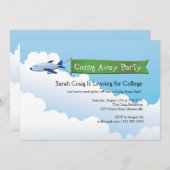 ジェットライナーバナーの遠くにパーティの招待状 招待状 (正面/裏面)