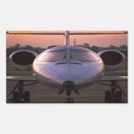 ジェット企業の飛行機旅行 長方形シール