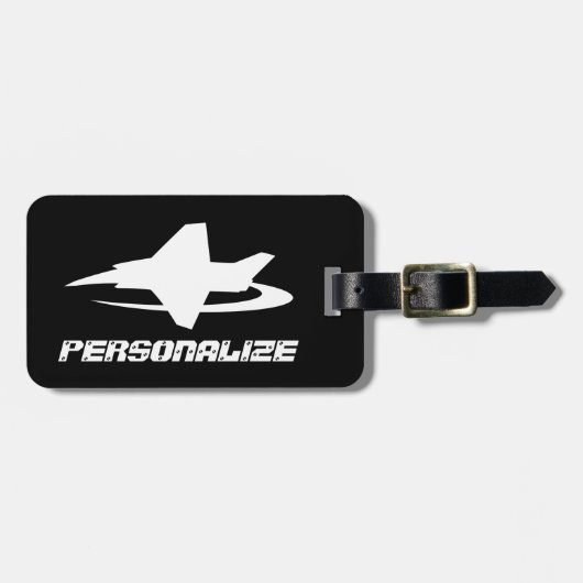 ジェット戦闘機のロゴ付きの旅行荷物タグ ラゲッジタグ (正面横)