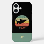 ジェット戦闘機 レトロ パイロット モノグラム Case-Mate iPhoneケース (裏面)