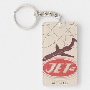 ジェット時代のレトロな飛行機のキーチェーン キーホルダー