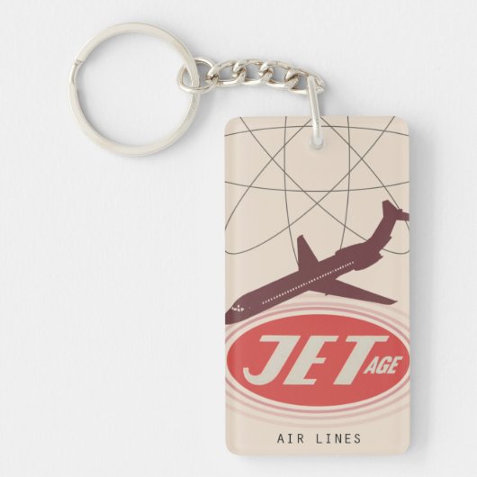 ジェット時代のレトロな飛行機のキーチェーン キーホルダー (正面)