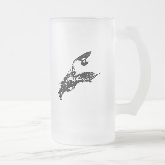 ジェット機のスキー大きいジャンプ フロストグラスビールジョッキ (右)