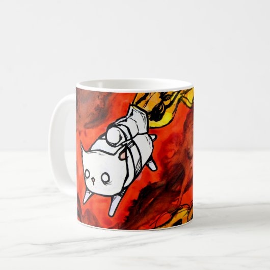 ジェット機のパックのpeapod猫 コーヒーマグカップ (正面左)