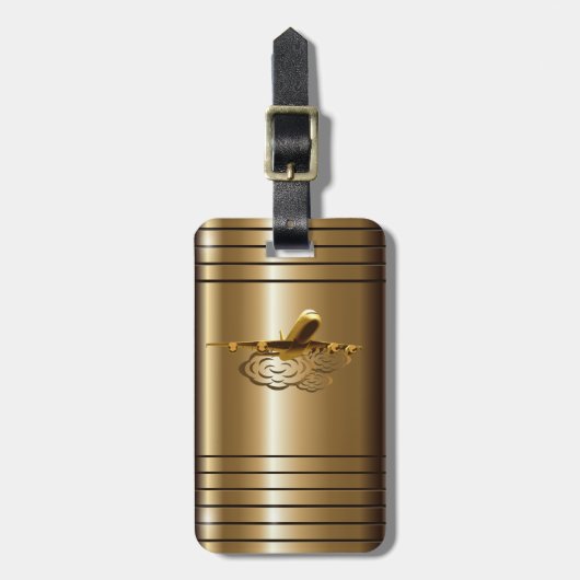 ジェット機の定期旅客機の航空機の金贅沢な荷物のラベル ラゲッジタグ (正面縦)