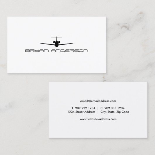 ジェット機の飛行機の名刺 名刺 (正面/裏面)