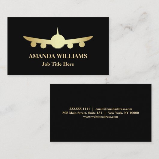 ジェット機の飛行機 名刺 (正面/裏面)