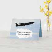 ジェット機飛んでいるのおもしろいパイロット退職 カード (黄色い花)