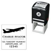 ジェット機飛んでいるのシルエット旅行アドレス セルフインキングスタンプ (インサイチュ)